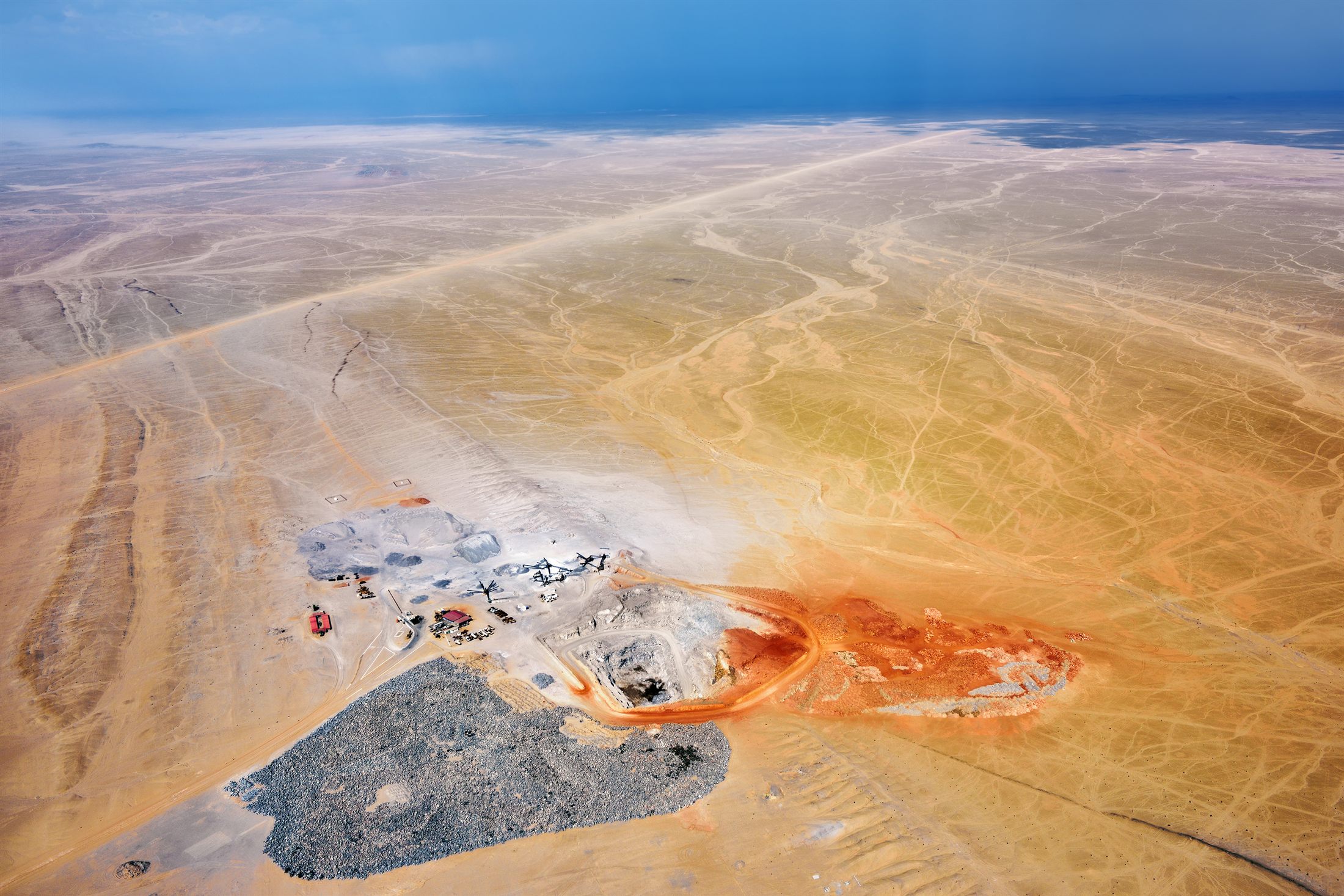 Aerial view of mining quarry in the Namib